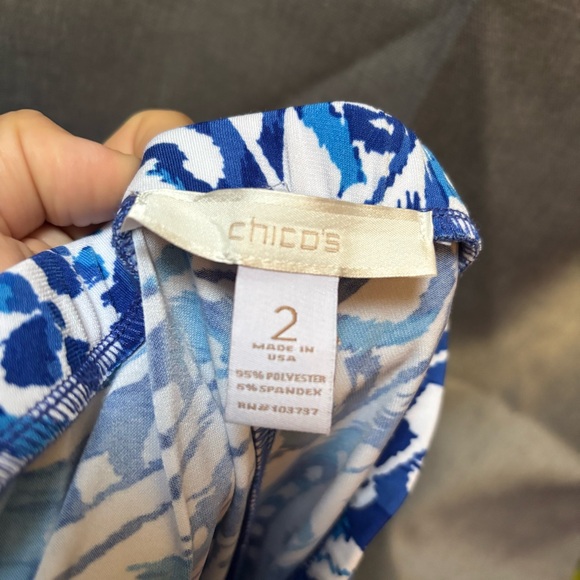 Chico's Skirt Elastic Waist Paisley Print Blue Knit Size Chico’s 2=Large Bandana - Picture 2 of 5